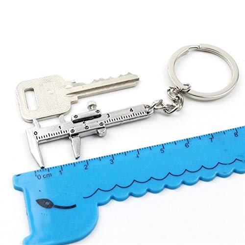 MLAIXN Pie De Rey 2pc portátil 0-4 cm Mini Vernier calibradores Llavero medir Herramientas de medición de Llavero Estilo de Anillo simulación Modelo Regla Vernier calibrador 773 (Color : Silver)