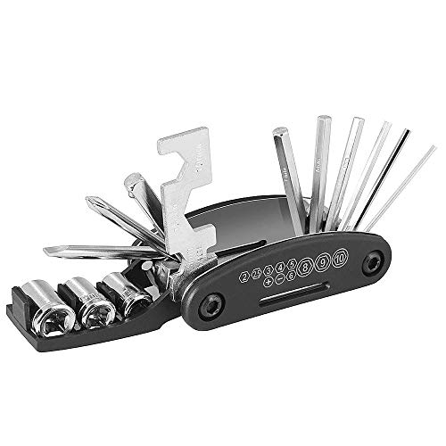MMOBIEL 16 en 1 Kit Multifunción Portátil de Herramientas para Reparación Bicicletas (Color: Negro)