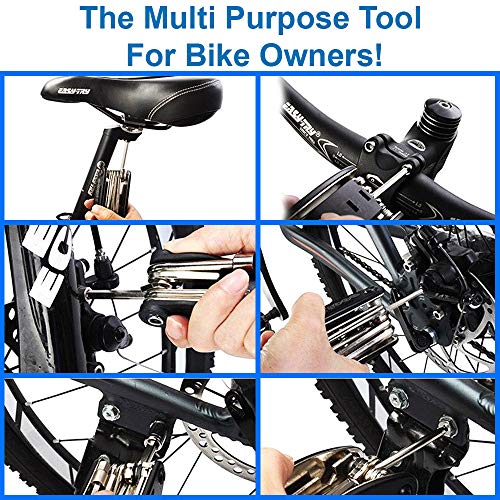 MMOBIEL 16 en 1 Kit Multifunción Portátil de Herramientas para Reparación Bicicletas (Color: Negro)