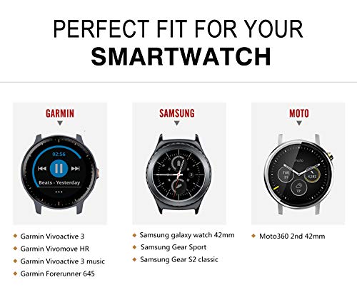 MoKo 3 Pack Correa Compatible con Garmin Vivoactive 3/Forerunner 245/Bip/GTS/GTS 2/2 Mini/Galaxy Watch 4/4 Classic/3 41mm/Active 1/2, 20mm Pulsera de Repuesto de Silicona, Blanco/Negro/Verde Gema