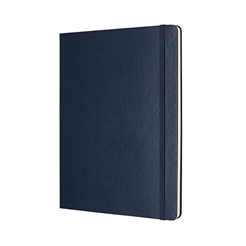 Moleskine - Cuaderno Clásico con Hojas Rayadas, Tapa Dura y Cierre Elástico, Color Azul Zafiro, Tamaño Extra Grande 19 x 25 cm, 192 Hojas