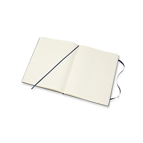 Moleskine - Cuaderno Clásico con Hojas Rayadas, Tapa Dura y Cierre Elástico, Color Azul Zafiro, Tamaño Extra Grande 19 x 25 cm, 192 Hojas