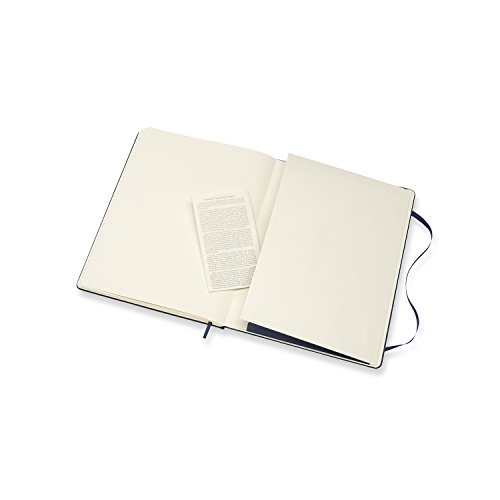 Moleskine - Cuaderno Clásico con Hojas Rayadas, Tapa Dura y Cierre Elástico, Color Azul Zafiro, Tamaño Extra Grande 19 x 25 cm, 192 Hojas