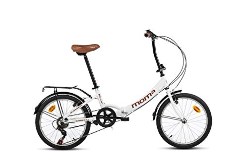 Moma Bikes Bicicleta Plegable Urbana SHIMANO FIRST CLASS 20" Alu, 6V. Sillin Confort, Blanco