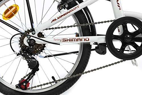 Moma Bikes Bicicleta Plegable Urbana SHIMANO FIRST CLASS 20" Alu, 6V. Sillin Confort, Blanco