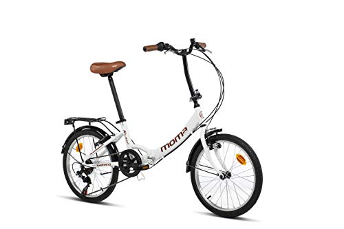 Moma Bikes Bicicleta Plegable Urbana SHIMANO FIRST CLASS 20" Alu, 6V. Sillin Confort, Blanco