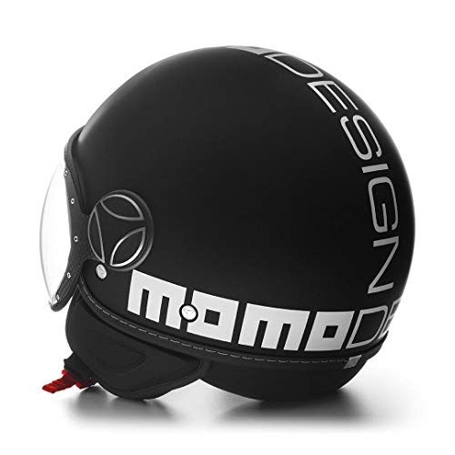 Momo Design - Casco Demi Jet Fighter EVO, Color Negro Mate y Blanco, Talla S
