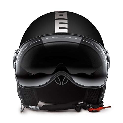 Momo Design - Casco Demi Jet Fighter EVO, Color Negro Mate y Blanco, Talla S