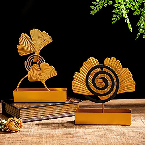 Mosquito Coil Holder Ginkgo Leaf Mosquito Coil Holder Desktop Ornaments for Home Office Decor Double Ginkgo Leaf Gold