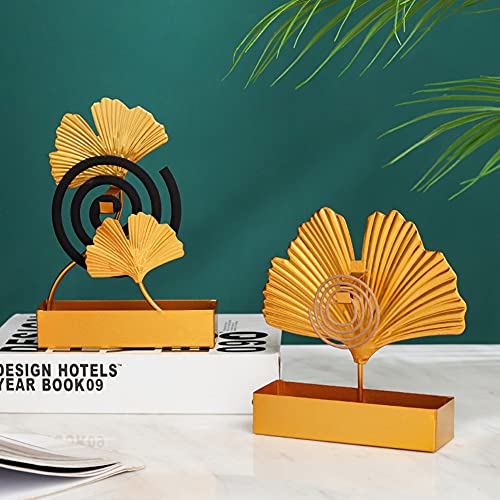 Mosquito Coil Holder Ginkgo Leaf Mosquito Coil Holder Desktop Ornaments for Home Office Decor Double Ginkgo Leaf Gold