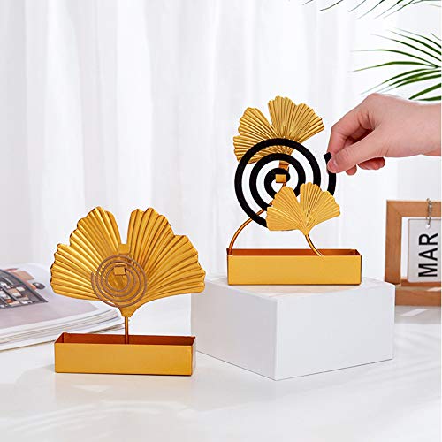 Mosquito Coil Holder Ginkgo Leaf Mosquito Coil Holder Desktop Ornaments for Home Office Decor Double Ginkgo Leaf Gold