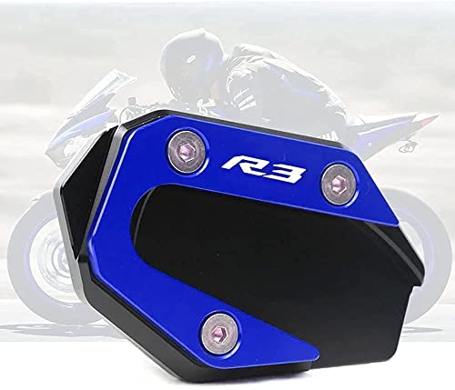 Motocicleta Soporte Lateral para Yamaha YZF-R3 YZFR3 ABS YZF-R25 YZF R3 R25 2015-2020, Kickstand Pie Placa Agrandar Almohadilla ExtensióN Pata de Cabra con Logo Accesorios