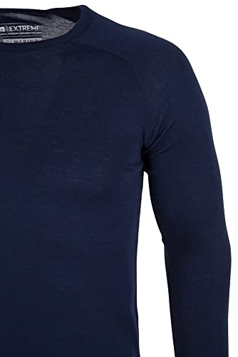 Mountain Warehouse Camiseta térmica interior de lana merina con manga larga para hombre - Camiseta ligera, camiseta antibacteriana de secado rápido, Invierno Azul marino XS