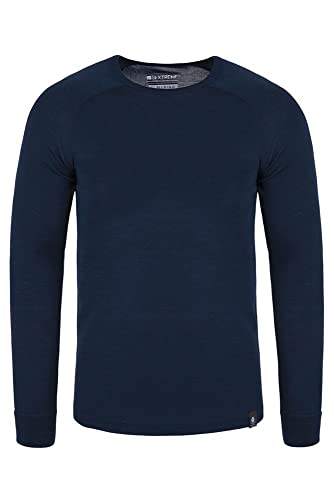 Mountain Warehouse Camiseta térmica interior de lana merina con manga larga para hombre - Camiseta ligera, camiseta antibacteriana de secado rápido, Invierno Azul marino XS