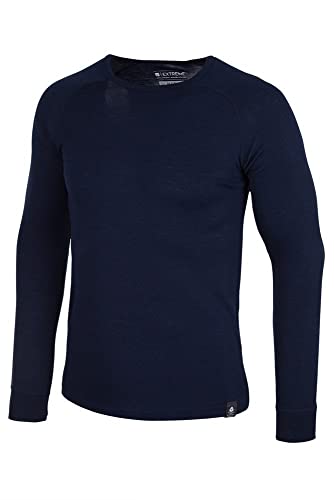 Mountain Warehouse Camiseta térmica interior de lana merina con manga larga para hombre - Camiseta ligera, camiseta antibacteriana de secado rápido, Invierno Azul marino XS