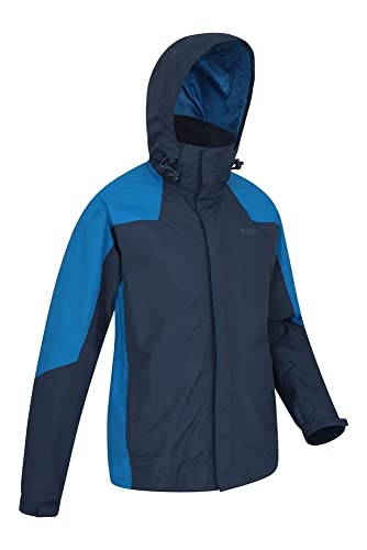 Mountain Warehouse Chaqueta Gust para Hombre - Impermeable para Lluvia, Forro de Malla, Secado rápido, Transpirable, Capucha Plegable - para Caminar, Viajar, Acampar Azul XL