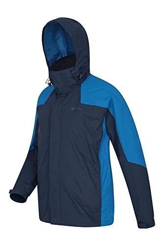 Mountain Warehouse Chaqueta Gust para Hombre - Impermeable para Lluvia, Forro de Malla, Secado rápido, Transpirable, Capucha Plegable - para Caminar, Viajar, Acampar Azul XL