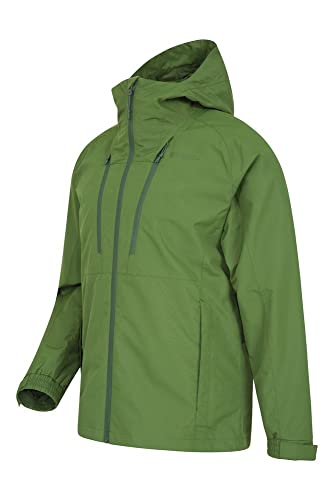 Mountain Warehouse Chubasquero de Hombre Trail - Transpirable, Impermeable, Costuras Selladas, Capucha Compresible, puños Ajustables - Ideal para Viaje, Acampar, Correr Caqui Oscuro S