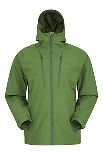 Mountain Warehouse Chubasquero de Hombre Trail - Transpirable, Impermeable, Costuras Selladas, Capucha Compresible, puños Ajustables - Ideal para Viaje, Acampar, Correr Caqui Oscuro S