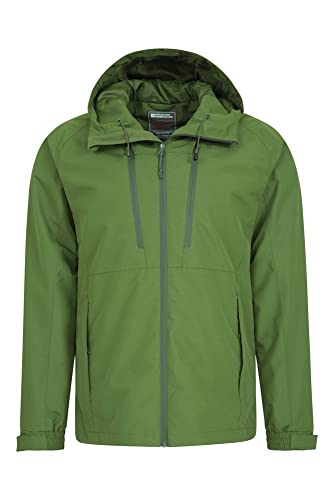 Mountain Warehouse Chubasquero de Hombre Trail - Transpirable, Impermeable, Costuras Selladas, Capucha Compresible, puños Ajustables - Ideal para Viaje, Acampar, Correr Caqui Oscuro S