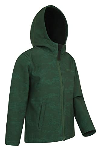 Mountain Warehouse Exodus Chaqueta Softshell para niño - Chaqueta Impermeable con Forro Polar, Cortavientos, Transpirable Trekking, montaña y Entretiempo Camuflado 9-10 Años