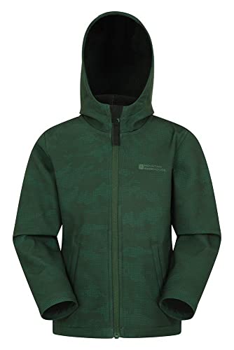 Mountain Warehouse Exodus Chaqueta Softshell para niño - Chaqueta Impermeable con Forro Polar, Cortavientos, Transpirable Trekking, montaña y Entretiempo Camuflado 9-10 Años