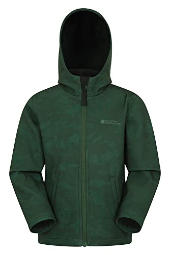 Mountain Warehouse Exodus Chaqueta Softshell para niño - Chaqueta Impermeable con Forro Polar, Cortavientos, Transpirable Trekking, montaña y Entretiempo Camuflado 9-10 Años