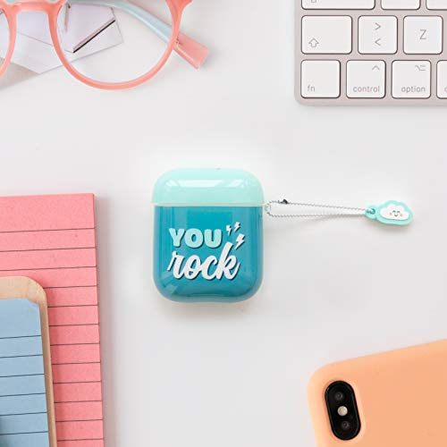 Mr Wonderful Wondee Funda Slim de TPU brillo con texto "You Rock" para Airpods Apple, Compatible con Airpods 1 & 3