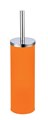 MSV Escobilla de Inodoro de Acero Inoxidable con depósito en Color Naranja, Metal, Ø 93 x 385 mm