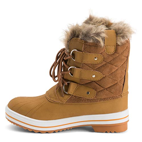 Mujer Acolchado Corto Pato Forrada De Piel Cordones Nieve Invierno Bota - TAS40 - AYC0019