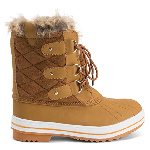 Mujer Acolchado Corto Pato Forrada De Piel Cordones Nieve Invierno Bota - TAS40 - AYC0019