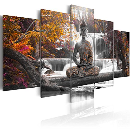 murando Cuadro en Lienzo Buda 225x112 cm Impresión de 5 Piezas Material Tejido no Tejido Impresión Artística Imagen Gráfica Decoracion de Pared Oriente Zen Cascada c-A-0021-b-p