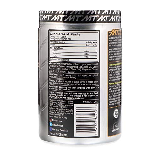 Muscletech Platinum BCAA 8.1.1 Suplemento - 200 Cápsulas