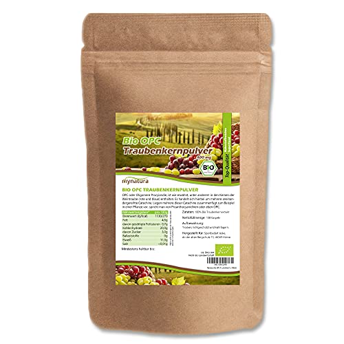 Mynatura Bio OPC - Cápsulas de semillas de uva (100 unidades, 400 mg, 100 % vegano, funda vegetal, semillas de uva molidas (1 x 100 unidades)