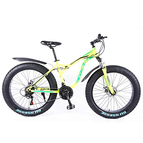 MYTNN Fatbike - Bicicleta de montaña (26 pulgadas, 21 marchas, estilo Shimano 2020, 47 cm), color amarillo