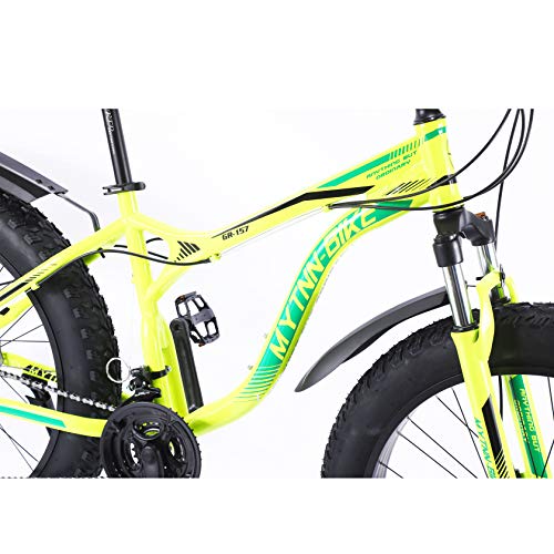 MYTNN Fatbike - Bicicleta de montaña (26 pulgadas, 21 marchas, estilo Shimano 2020, 47 cm), color amarillo