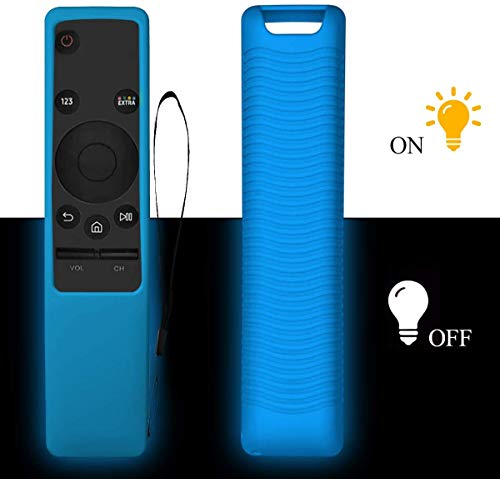 NANTING 2 PCS Funda protectora para control remoto de Smart TV serie Samsung BN59, Ligero,adecuado para fundas de silicona para niños,correa antideslizante a prueba de golpes y antipérdida(Azul+Verde)