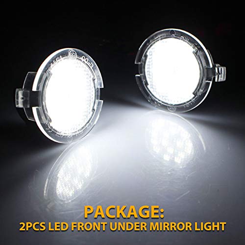 NATGIC 2pcs LED Luz Delantera Debajo del Espejo Luces del Espejo Retrovisor Luces del Charco del Espejo Retrovisor Lateral del Coche Luz de Bienvenida del Coche 12V - Blanco