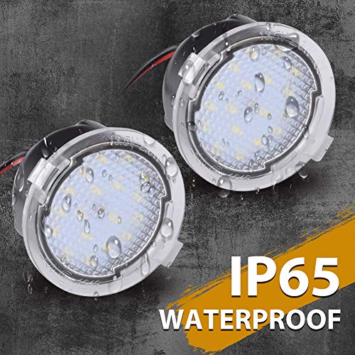 NATGIC 2pcs LED Luz Delantera Debajo del Espejo Luces del Espejo Retrovisor Luces del Charco del Espejo Retrovisor Lateral del Coche Luz de Bienvenida del Coche 12V - Blanco