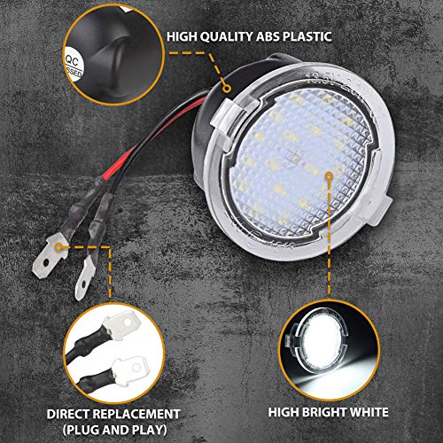 NATGIC 2pcs LED Luz Delantera Debajo del Espejo Luces del Espejo Retrovisor Luces del Charco del Espejo Retrovisor Lateral del Coche Luz de Bienvenida del Coche 12V - Blanco