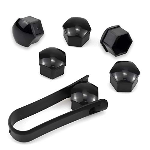 NATUCE 20PCS 17mm Universal Tapa de Tuerca de Rueda, Negro Cubierta de Tuerca de Neumático, Tapa Tuerca Perno, Tapones para Tuercas de Rueda de Coche, Removal Herramienta para Neumáticos Coche