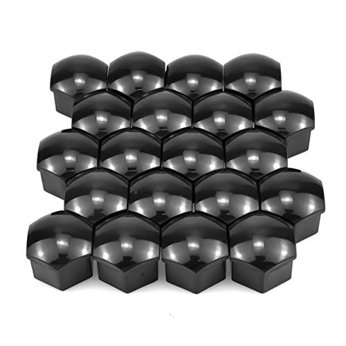 NATUCE 20PCS 17mm Universal Tapa de Tuerca de Rueda, Negro Cubierta de Tuerca de Neumático, Tapa Tuerca Perno, Tapones para Tuercas de Rueda de Coche, Removal Herramienta para Neumáticos Coche