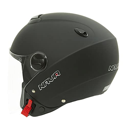 NAVA Casco Homologado Jet City en Negro Mate | Pantalla abatible | Cierre de Hebilla micrométrica (XL)