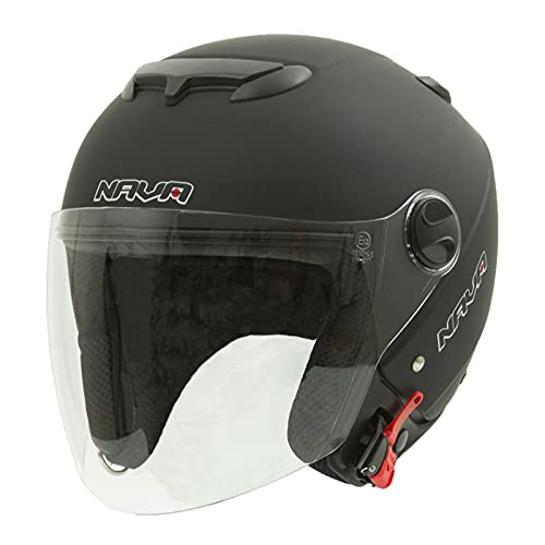 NAVA Casco Homologado Jet City en Negro Mate | Pantalla abatible | Cierre de Hebilla micrométrica (XL)