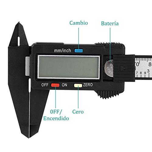 NAYUKY Calibre Digital, Pie de Rey 150mm, Calibrador Digital LCD Vernier Electronico Vernier Caliper Calibrador de Plástico Medición del Diámetro Interno (con batería Gratis)