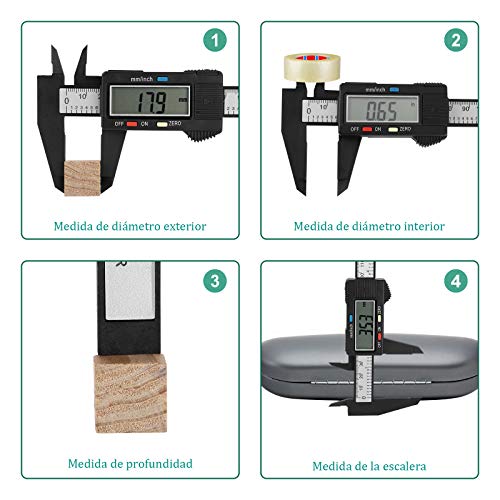 NAYUKY Calibre Digital, Pie de Rey 150mm, Calibrador Digital LCD Vernier Electronico Vernier Caliper Calibrador de Plástico Medición del Diámetro Interno (con batería Gratis)