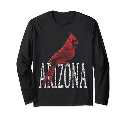 Negro Vintage Cardinal Red Bird Arizona AZ Regalos Manga Larga