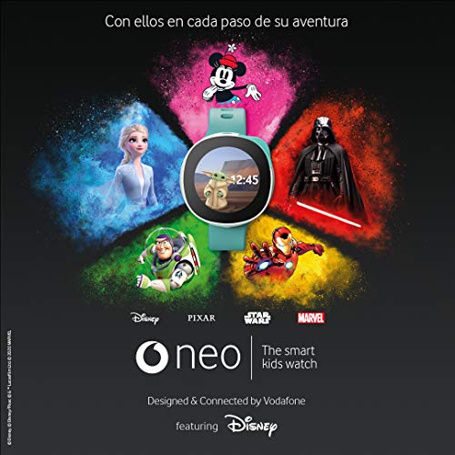 Neo Reloj Inteligente para Niños con Personajes de Disney con Llamadas, Chat, Teléfono, Cámara, Localizador GPS, Monitor de Actividad, Niños 6-9 años – Suscripción Incluida 3 Meses