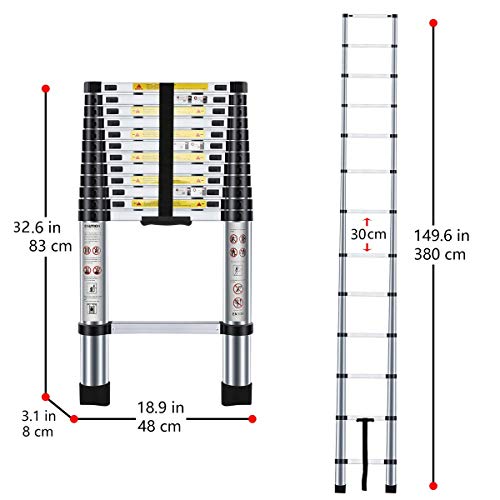 Nestling® 3.8M Escalera Telescópica Multiusos de Aluminio Portátil. Extensión Plegable y Extensible EN131, Carga Máxima 150 kg