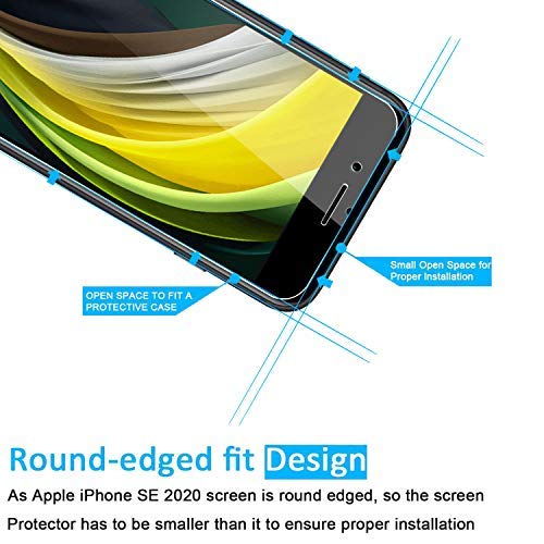 NEW'C 2 Unidades, Protector de Pantalla para iPhone SE 2020, Antiarañazos, Antihuellas, Sin Burbujas, Dureza 9H, 0.33 mm Ultra Transparente, Vidrio Templado Ultra Resistente